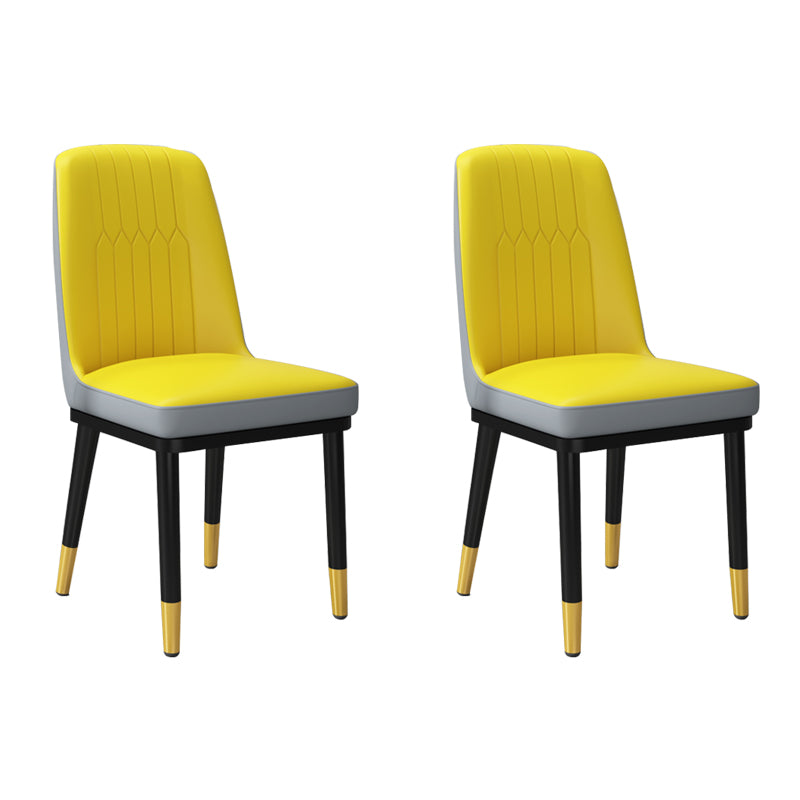 Silla lateral de metal contemporánea, silla sin brazos con respaldo de cojín para comedor