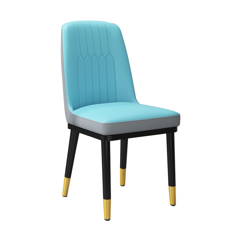 Silla lateral de metal contemporánea, silla sin brazos con respaldo de cojín para comedor