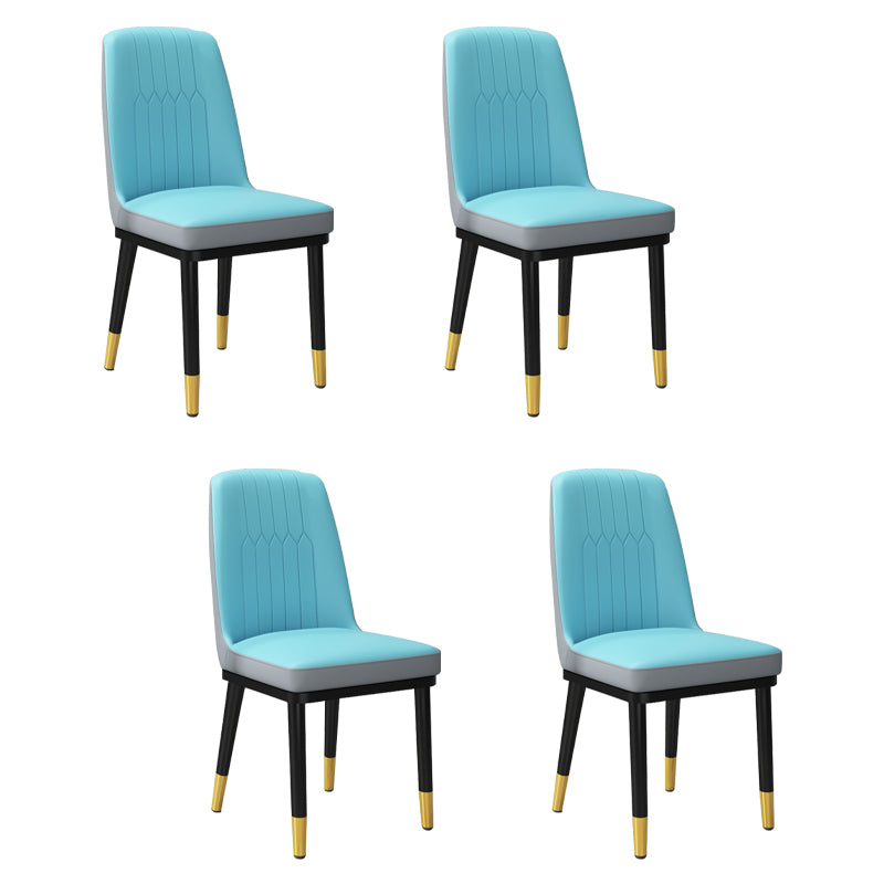 Silla lateral de metal contemporánea, silla sin brazos con respaldo de cojín para comedor