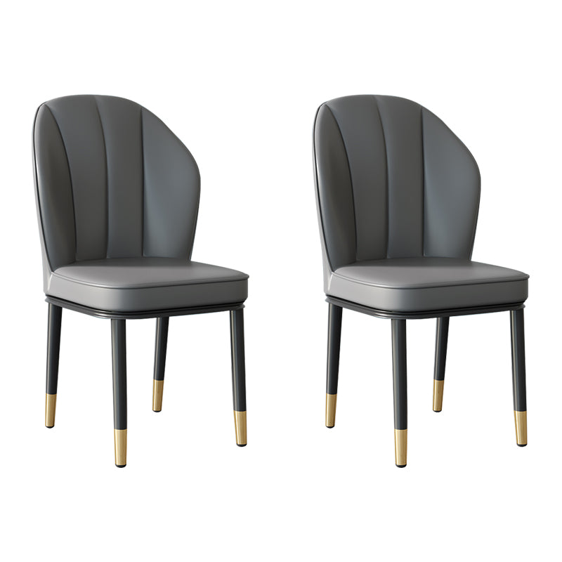 Silla lateral de metal contemporánea, silla sin brazos con respaldo de cojín para comedor