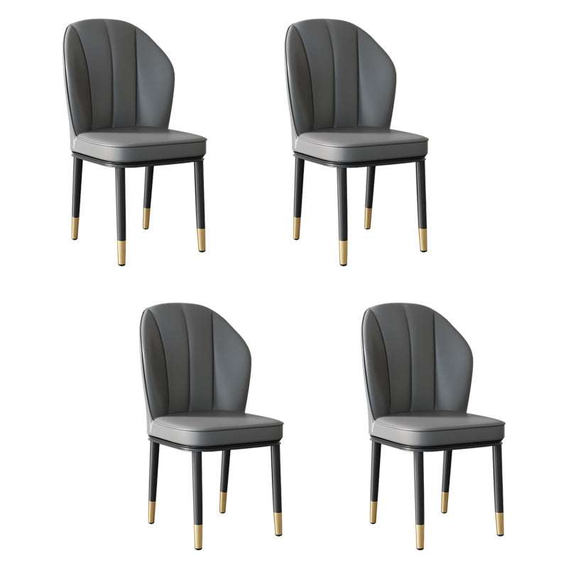 Silla lateral de metal contemporánea, silla sin brazos con respaldo de cojín para comedor