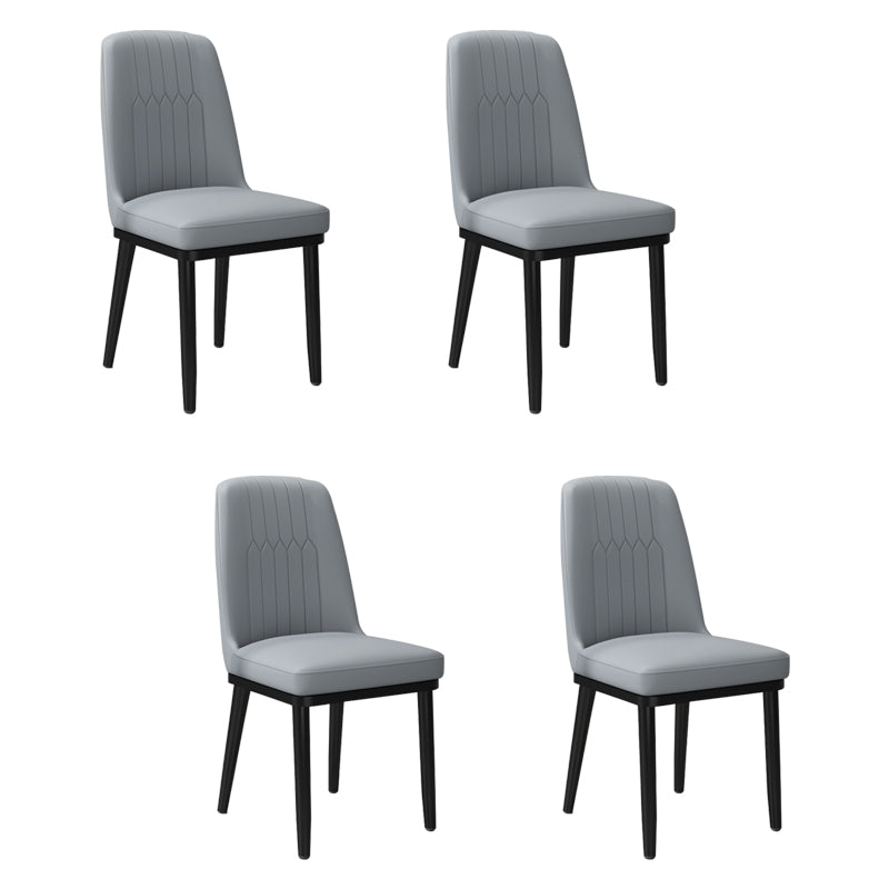 Silla lateral de metal contemporánea, silla sin brazos con respaldo de cojín para comedor