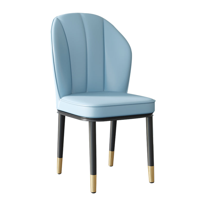 Silla lateral de metal contemporánea, silla sin brazos con respaldo de cojín para comedor