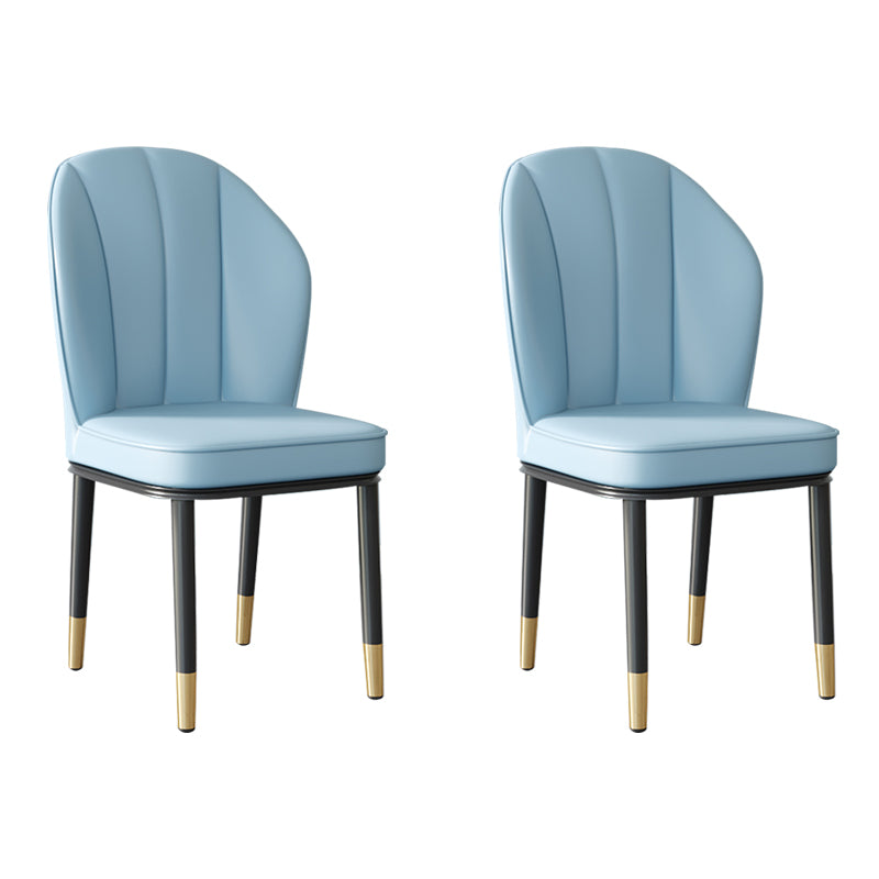 Silla lateral de metal contemporánea, silla sin brazos con respaldo de cojín para comedor