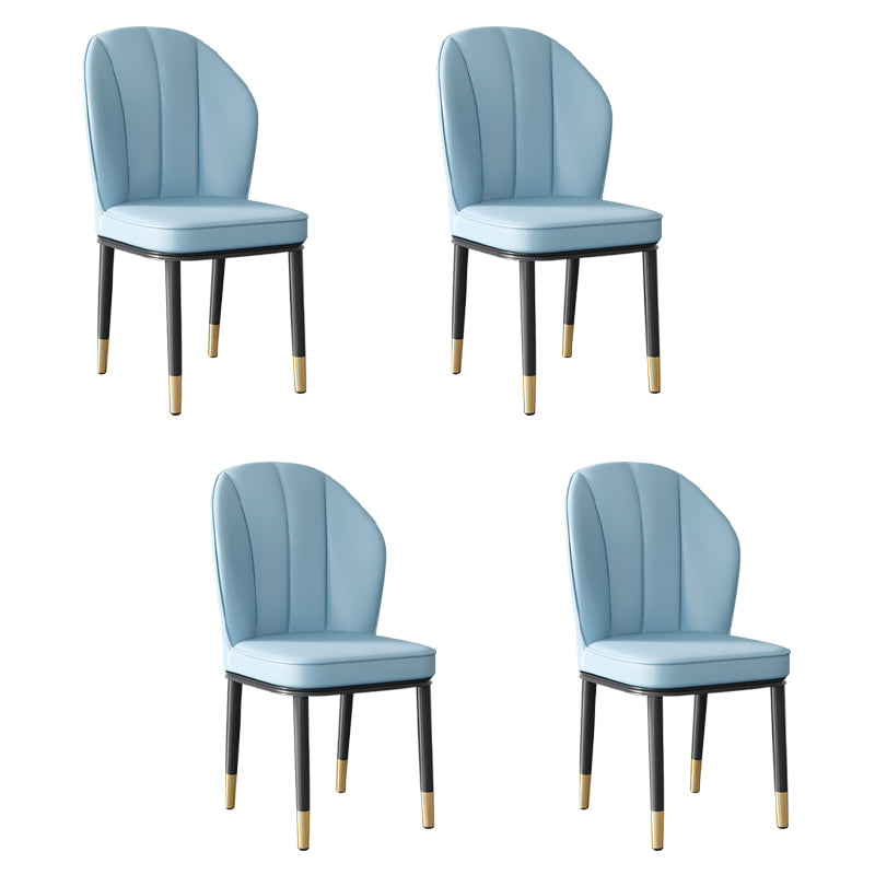 Silla lateral de metal contemporánea, silla sin brazos con respaldo de cojín para comedor