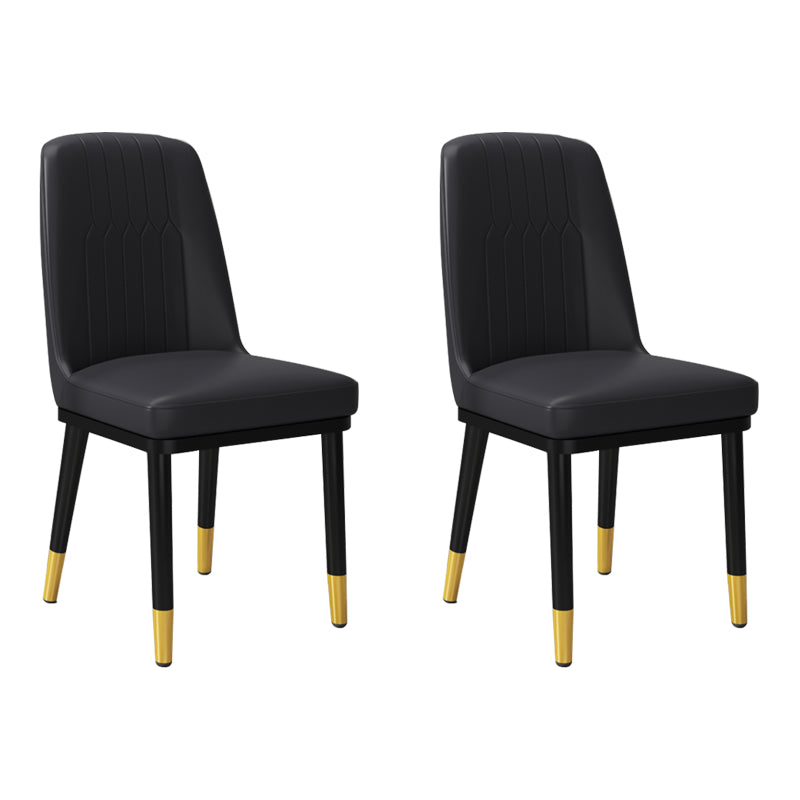 Silla lateral de metal contemporánea, silla sin brazos con respaldo de cojín para comedor