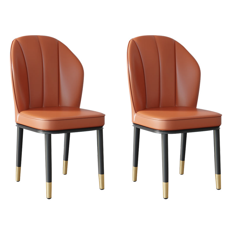 Silla lateral de metal contemporánea, silla sin brazos con respaldo de cojín para comedor