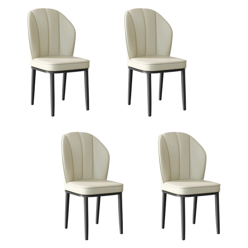 Silla lateral de metal contemporánea, silla sin brazos con respaldo de cojín para comedor