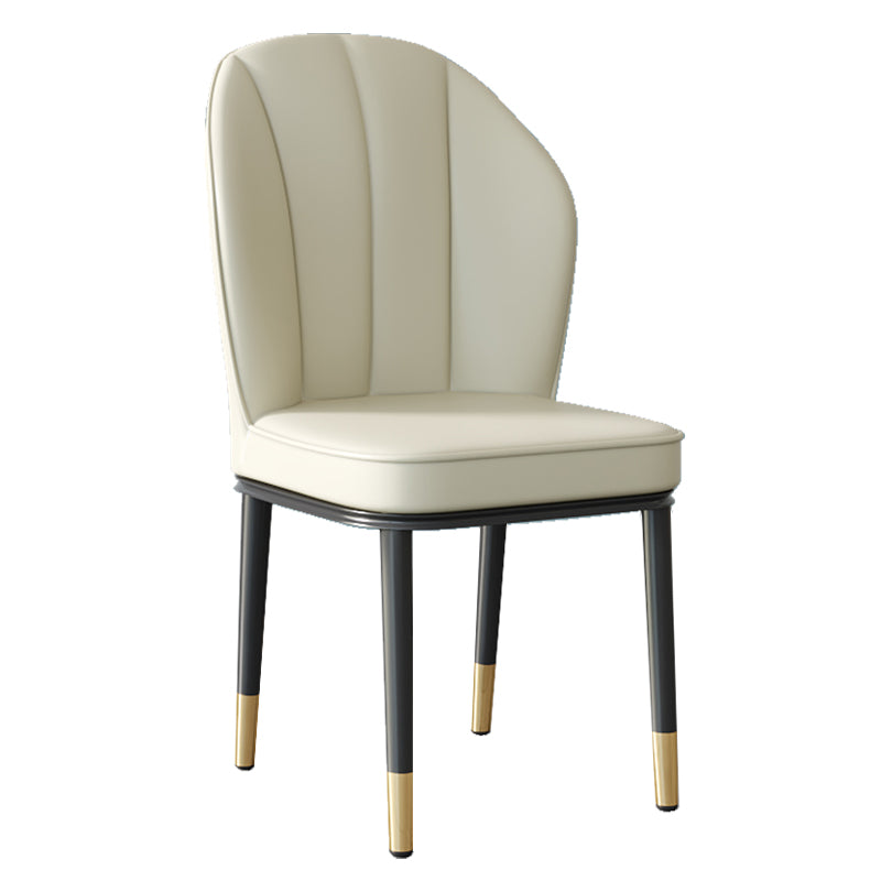 Silla lateral de metal contemporánea, silla sin brazos con respaldo de cojín para comedor