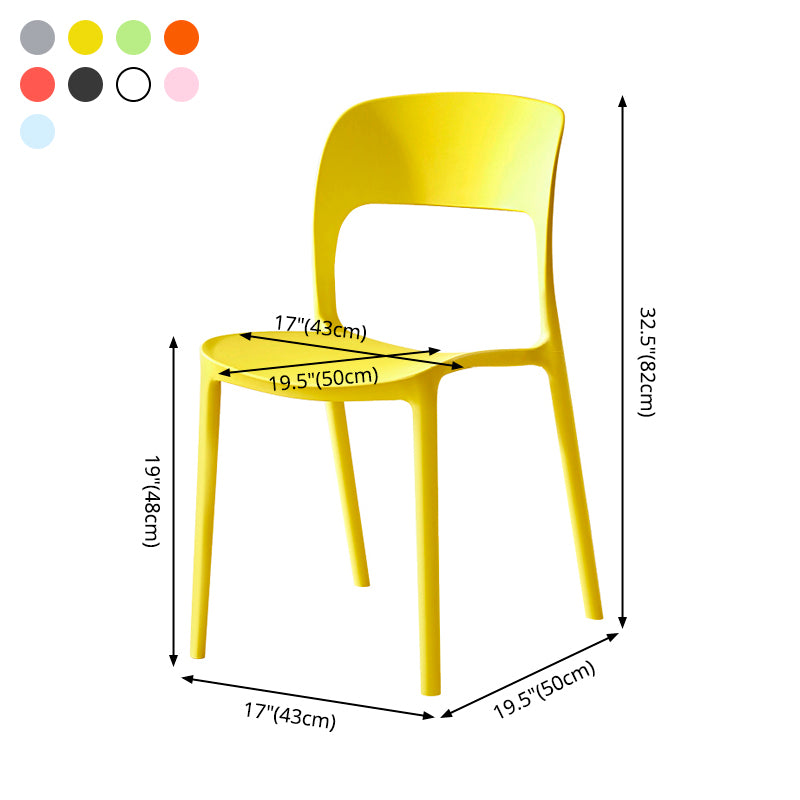 Sillas de comedor de plástico contemporáneas con respaldo abierto, silla lateral para uso en restaurantes