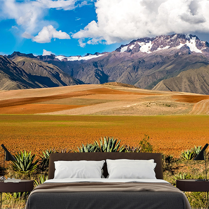 Photography Mountain Mural Moisture Resistant Wall Covering for Living Room