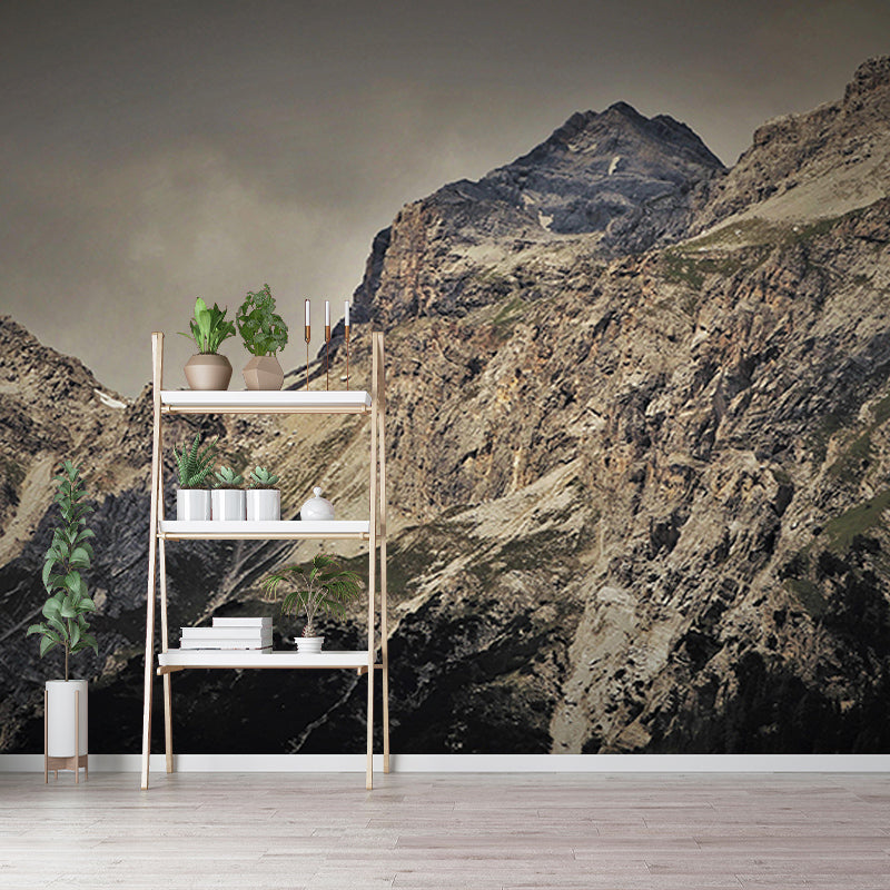 Mountain Landscapes Mural Moisture Resistant Wall Covering for Sitting Room