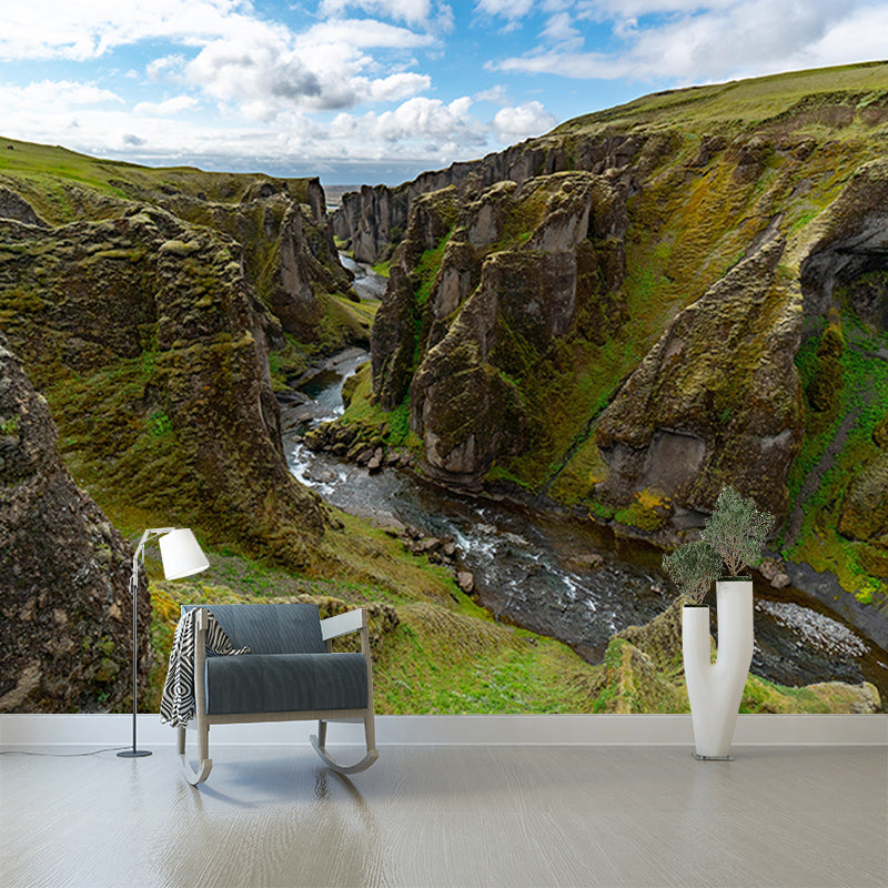 Huge Mountain Mural Wallpaper Mildew Resistant Sitting Room Decoration