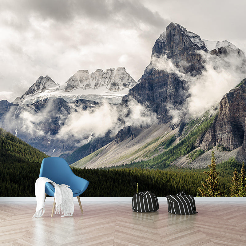 Huge Mountain Mural Wallpaper Mildew Resistant Sitting Room Decoration