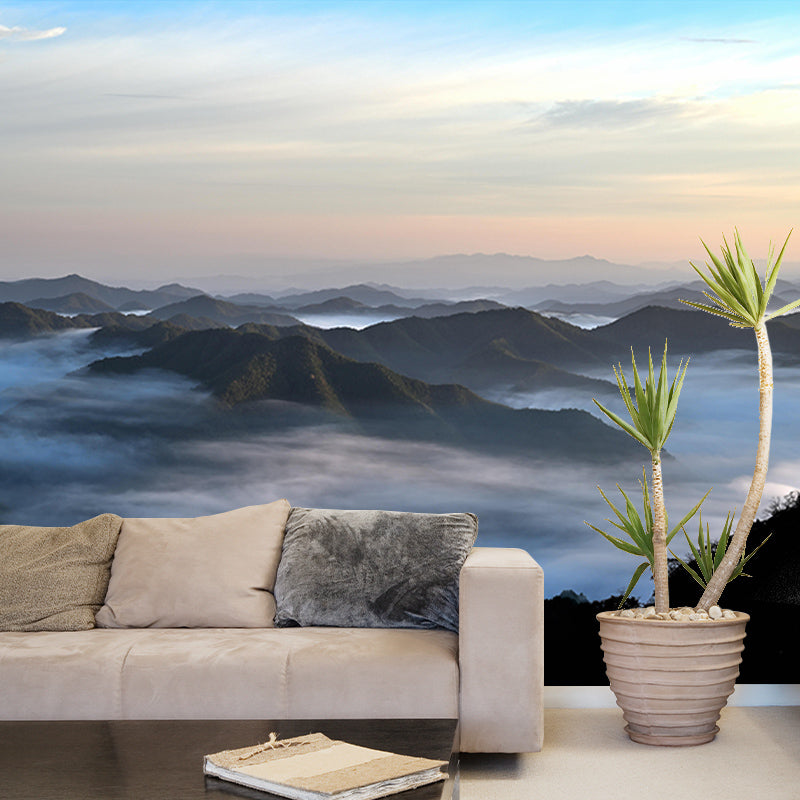 Mountain Landscapes Mural Moisture Resistant Wall Covering for Living Room