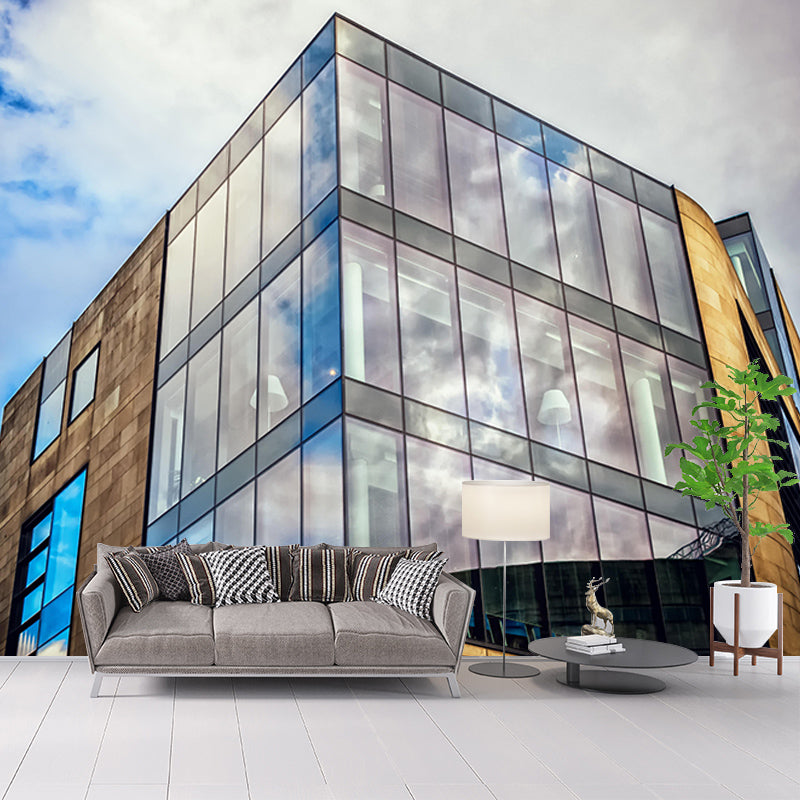 City Construction Modernization Mural Moisture Resistant Wall Covering for Wall Decor