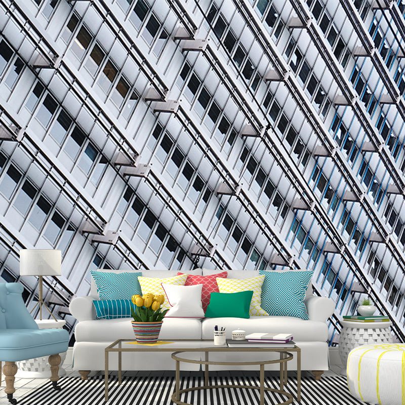 City Construction Modernization Mural Moisture Resistant Wall Covering for Wall Decor