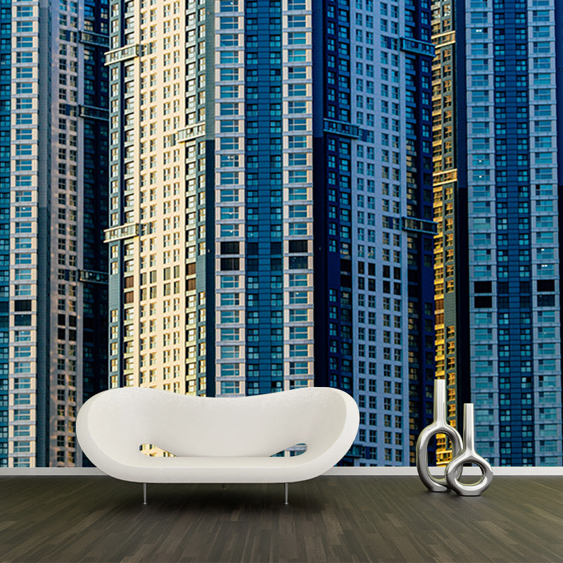 City Construction Mural Wallpaper Mildew Resistant Modern Bedroom Decoration