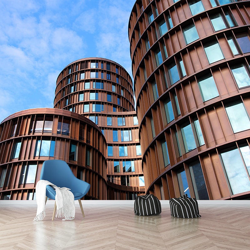 City Construction Mural Wallpaper Mildew Resistant Modern Room Decoration