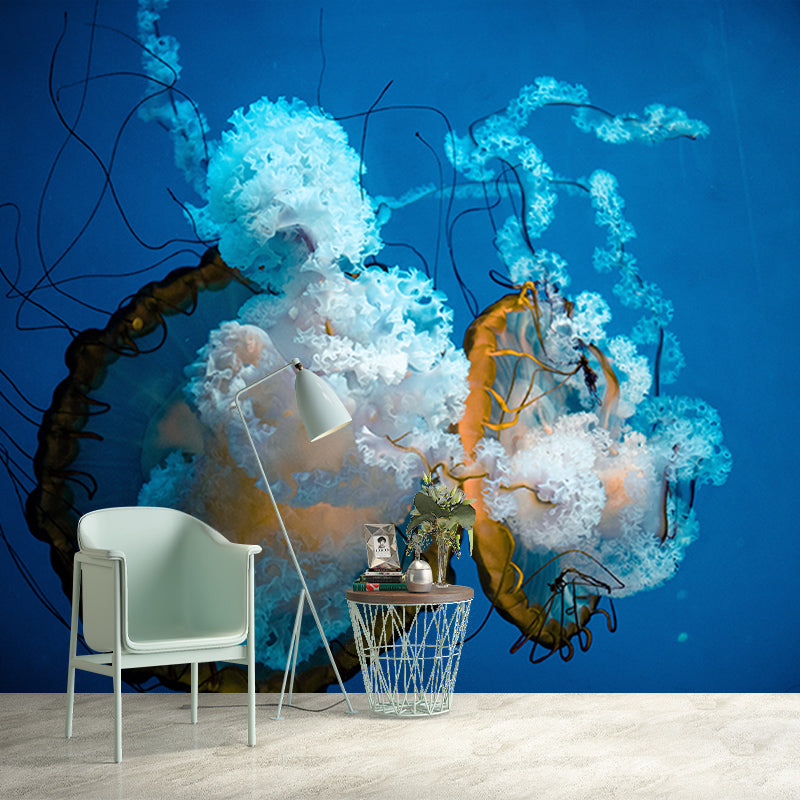 Simple Sea Creatures Wall Mural Minimalist Decoration for Sleeping Room