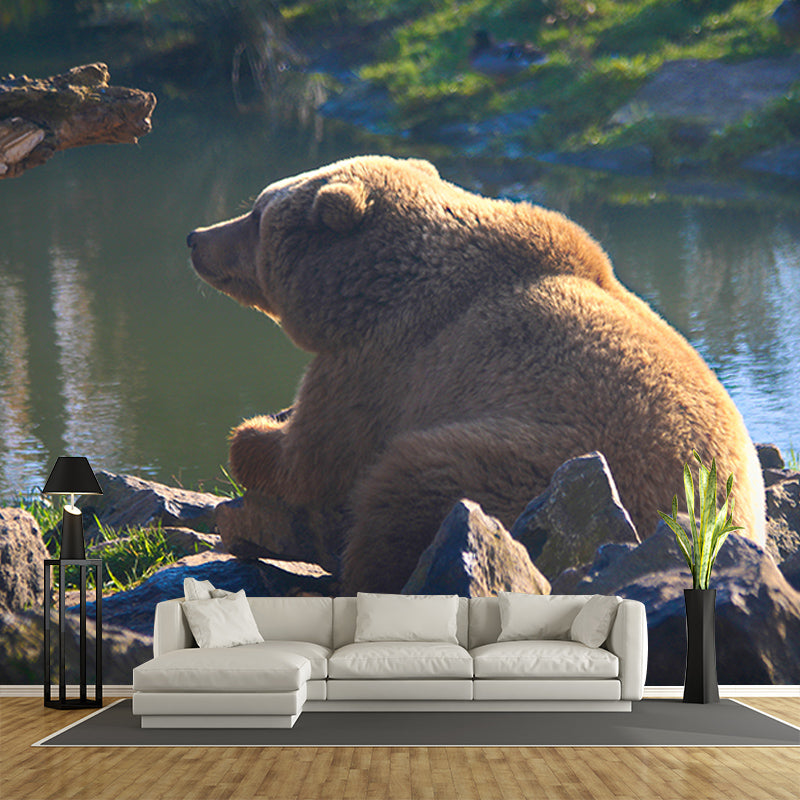 Dumb Bear Wall Covering Waterproof Mural Wallpaper for Living Room, Made to Measure