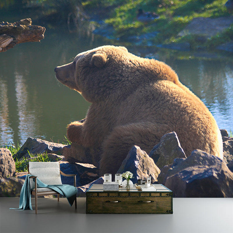 Dumb Bear Wall Covering Waterproof Mural Wallpaper for Living Room, Made to Measure