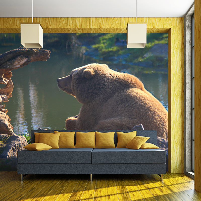 Dumb Bear Wall Covering Waterproof Mural Wallpaper for Living Room, Made to Measure