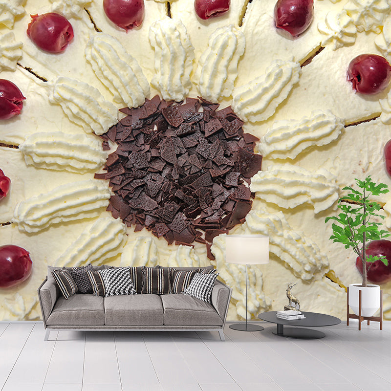 Yummy Cake Mural Wallpaper Soft Color Contemporary Wall Covering for Cake Shop