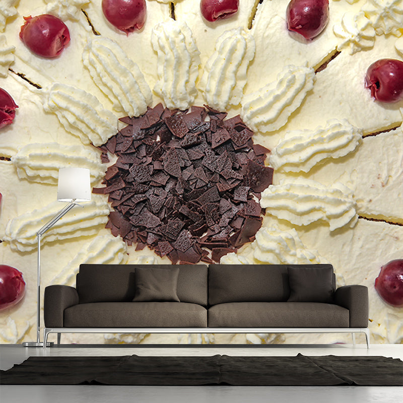 Yummy Cake Mural Wallpaper Soft Color Contemporary Wall Covering for Cake Shop