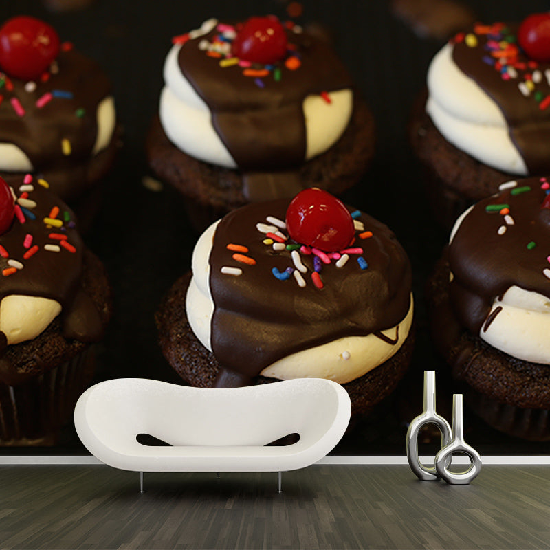 Chocolate Dessert Mural Modern Style Wall Covering for Dessert Shop Baking Shop
