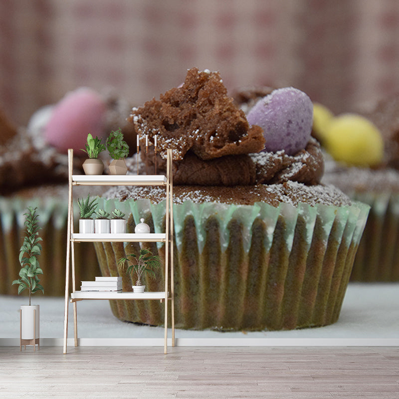 Yummy Muffin Dessert Mural Photo Wall Covering for Dessert Shop Baking Shop