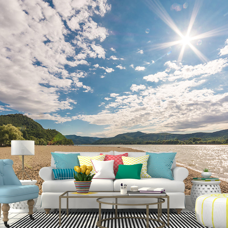 Modern Sky Wall Mural Moisture Resistant Wall Covering for Bathroom