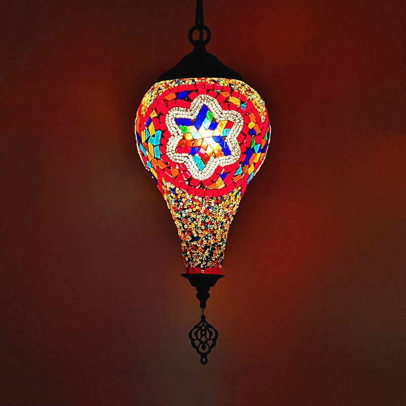 1 kop ijs hanglamp lichtbeveiliging traditionele witte/rood/geel gekleurd kunstglas plafondlamp