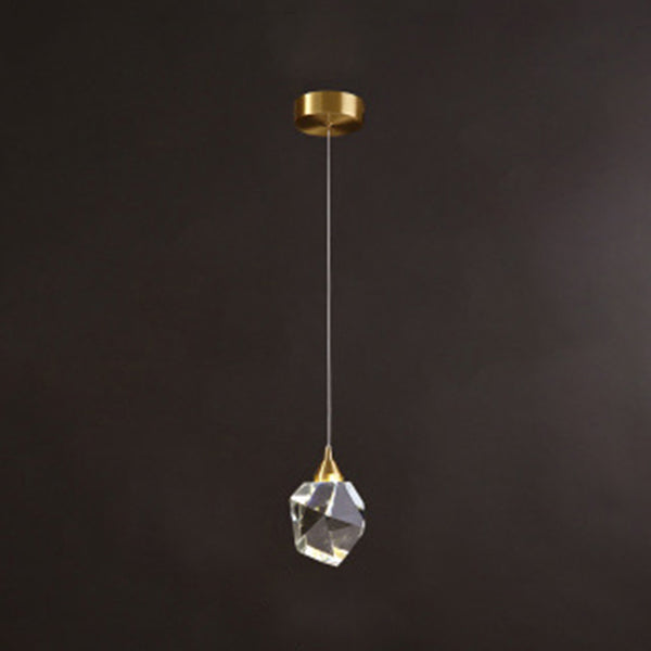 Luz colgante LED de cristal dorado en lámpara colgante geométrica de cobre de estilo artístico moderno
