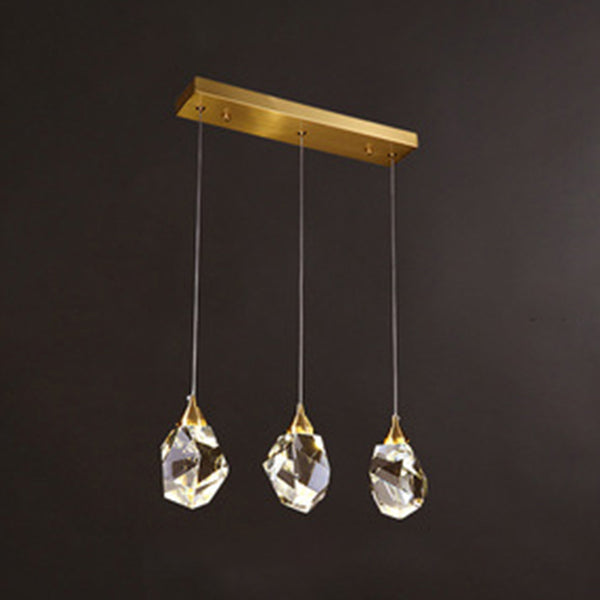 Luz colgante LED de cristal dorado en lámpara colgante geométrica de cobre de estilo artístico moderno