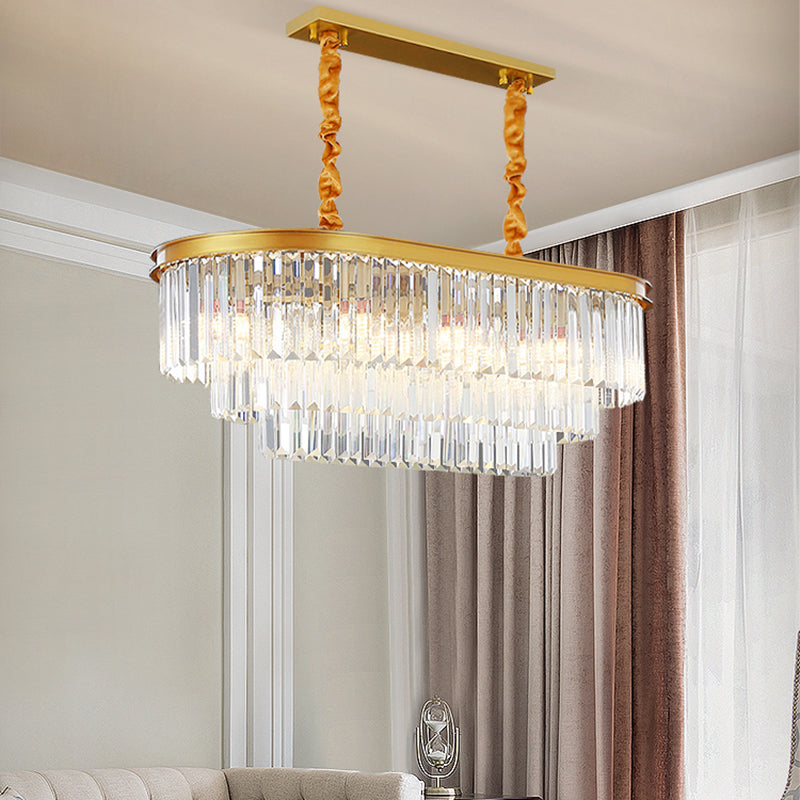 Linear Indoor Island Lighting in Modern Style Crystal Pendant Lighting
