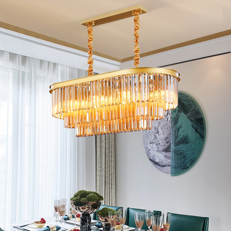 Linear Indoor Island Lighting in Modern Style Crystal Pendant Lighting