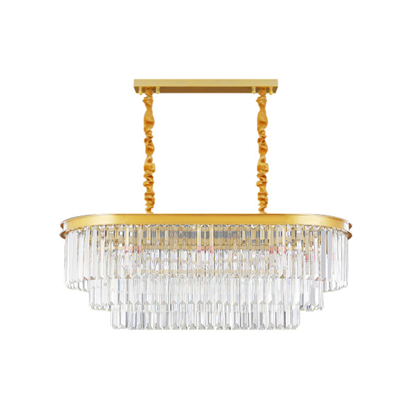 Linear Indoor Island Lighting in Modern Style Crystal Pendant Lighting
