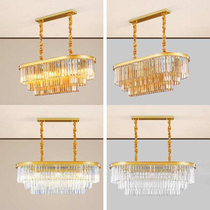 Linear Indoor Island Lighting in Modern Style Crystal Pendant Lighting