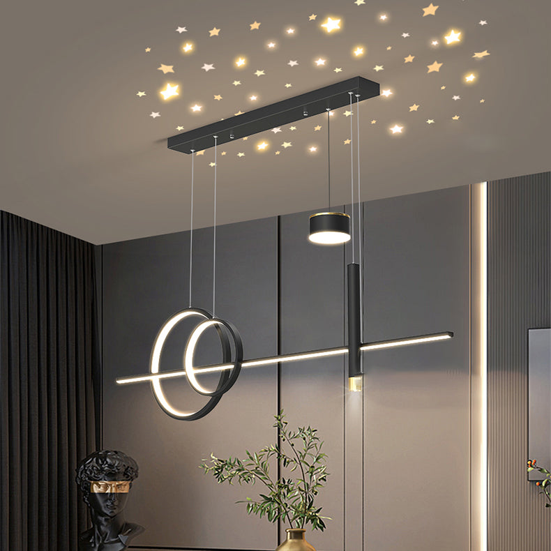 Zeitgenössische Anhängerlichter für Kücheninsel Linearinselbeleuchtung Metall