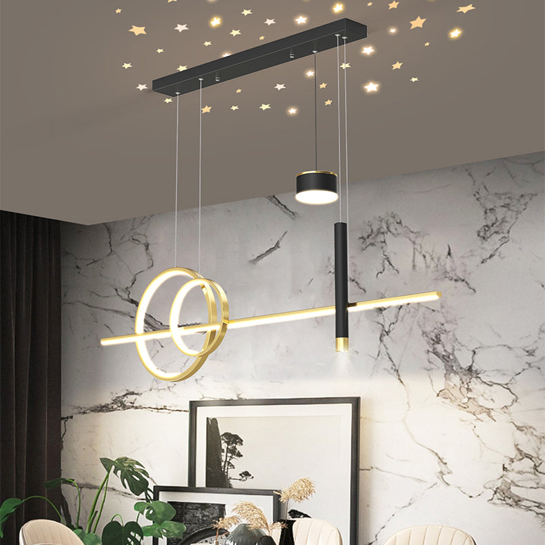 Zeitgenössische Anhängerlichter für Kücheninsel Linearinselbeleuchtung Metall