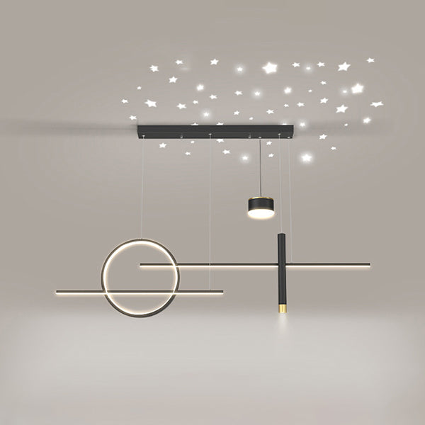 Contemporary Linear Chandelier Lighting Fixtures Metal Island Ceiling Light for Kitchen