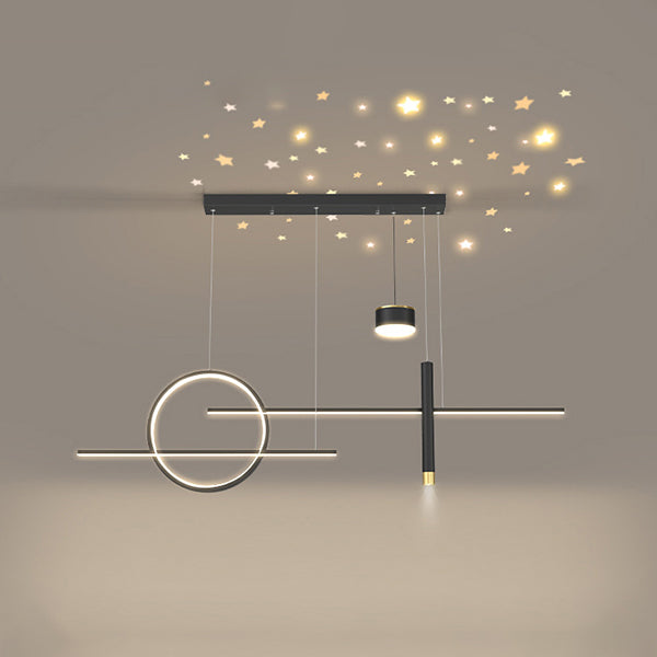 Zeitgenössische lineare Kronleuchterbeleuchtung Metall Island Deckenleuchte für Küche