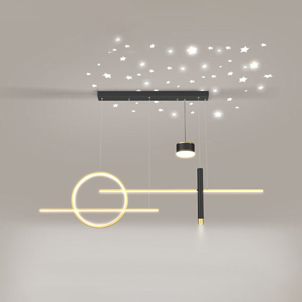 Contemporary Linear Chandelier Lighting Fixtures Metal Island Ceiling Light for Kitchen