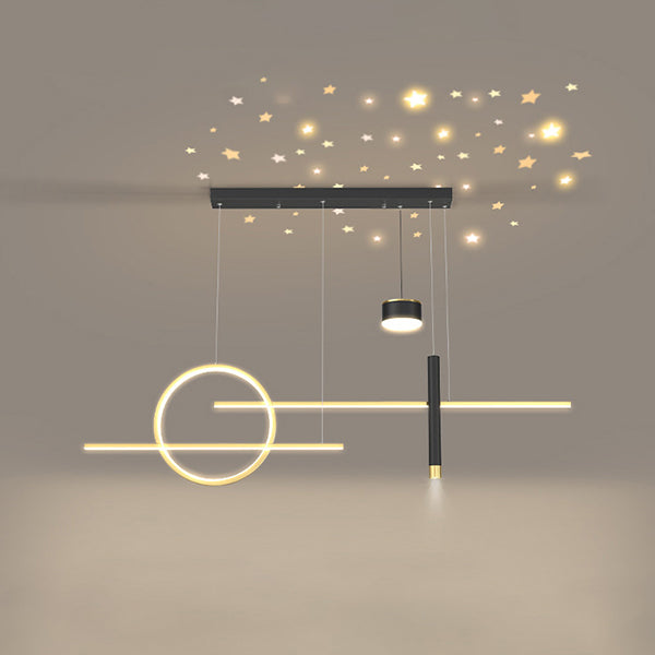 Zeitgenössische lineare Kronleuchterbeleuchtung Metall Island Deckenleuchte für Küche