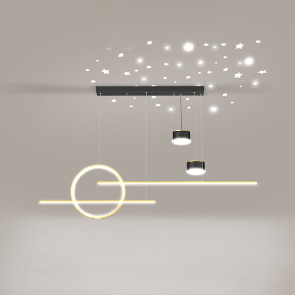 Zeitgenössische lineare Kronleuchterbeleuchtung Metall Island Deckenleuchte für Küche