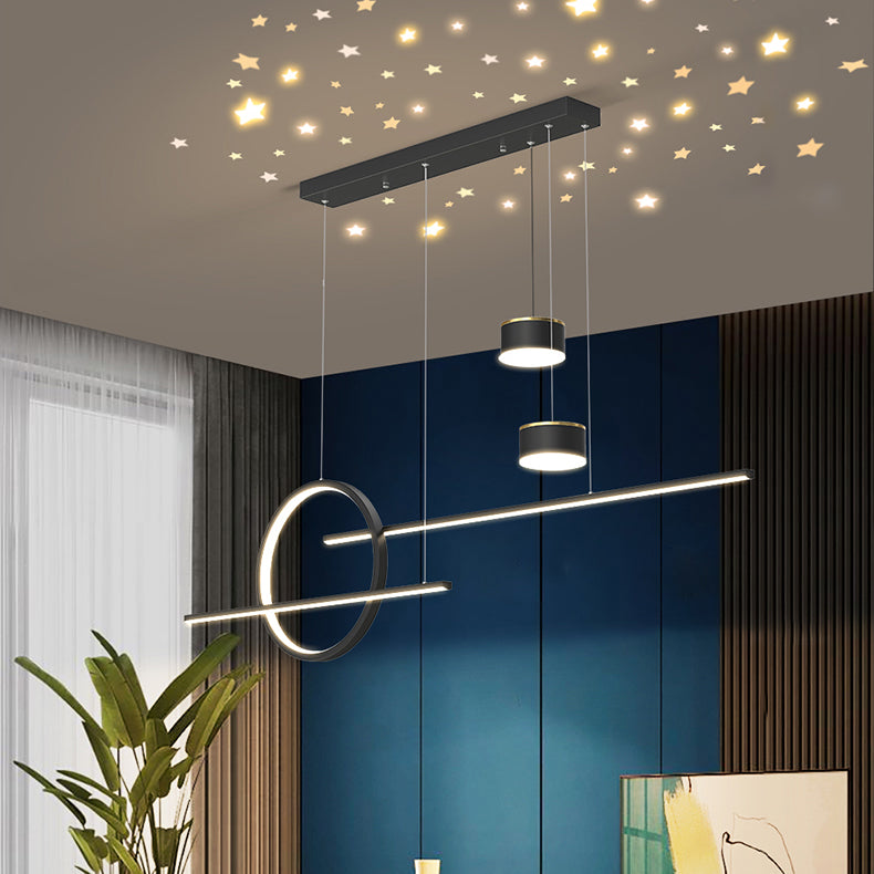 Zeitgenössische lineare Kronleuchterbeleuchtung Metall Island Deckenleuchte für Küche