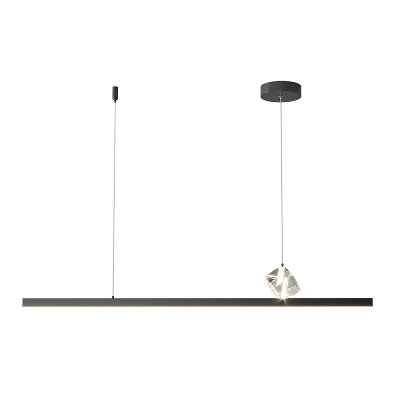 Linear Island Lighting Modern Metal 2 Light Island Chandelier with Crystal