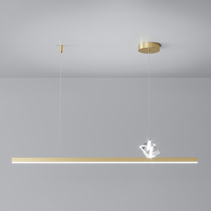 Linear Island Lighting Modern Metal 2 Light Island Chandelier with Crystal