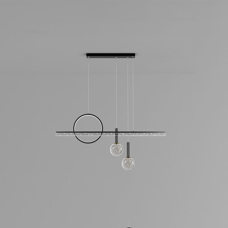 Moderne Kugel Island Beleuchtung Metal 4 Light Island Pendelleuchte in Schwarz